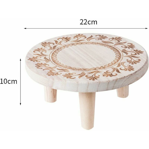 Liten rund träblomkruka stativ, minipall, displaystativ för suckulenter, bonsai, krukväxter, rustikt blomkruka stativ