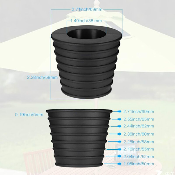 Pieces Parasol Keglebaseholder, til Patiobord Hulåbning og Stabilitet eller Parasolbaseholder, Parasolstand, 1,5 Parasol