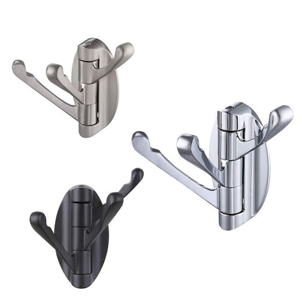 Solid Metall Foldbare Svingbare Kroker med Tre Roterende Armer, Trippel Robe Hook, Veggmontert (Forkrommet)