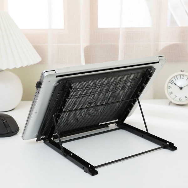 Multi-vinkel bærbar computer stand Ventileret bærbar computer stand Rustfrit stål Justerbar Ergonomisk Letvægts (Sort)