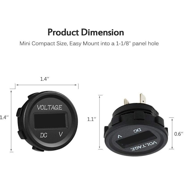 12-24V DC Voltmeter LED Digital Display Vandtæt til Båd Motorcykel Lastbil Marine (Grøn)