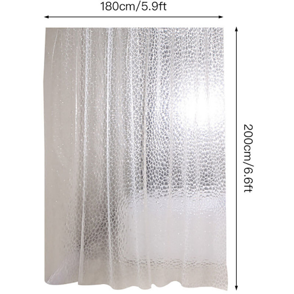 3D duschdraperi transparent vattentät duschdraperi för vått bad, 180x200cm