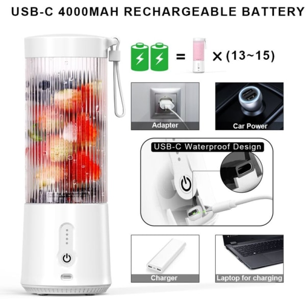 450ML Uppladdningsbar Mixer Fruktjuicer Mixer 6 Blad Bärbar Elektrisk Juicer Maker Frukt Blender Frukt Extraktorer-A