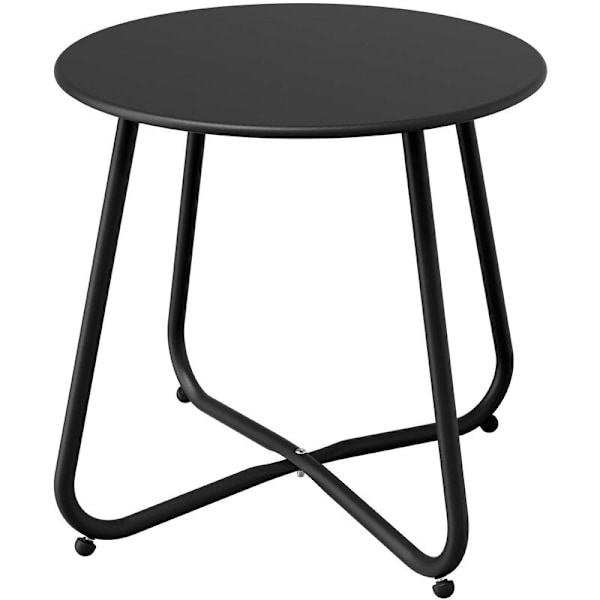 Runt soffbord för inom- och utomhusbruk, metall, 45 x 45 x 40 cm, svart