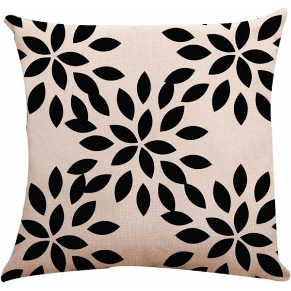 Kuddfodral Set om 4, Modern Soffa Kuddfodral, Dekorativt Utomhus Linne Kuddfodral för Soffa Säng Bil (Svart, 5050cm, Set om 4)-DENUO