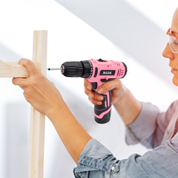 12V sladdlös borrskruvdragare, sladdlös skruvmejsel, förvaringsväska, 20 Nm, rosa borrskruvdragare för DIY