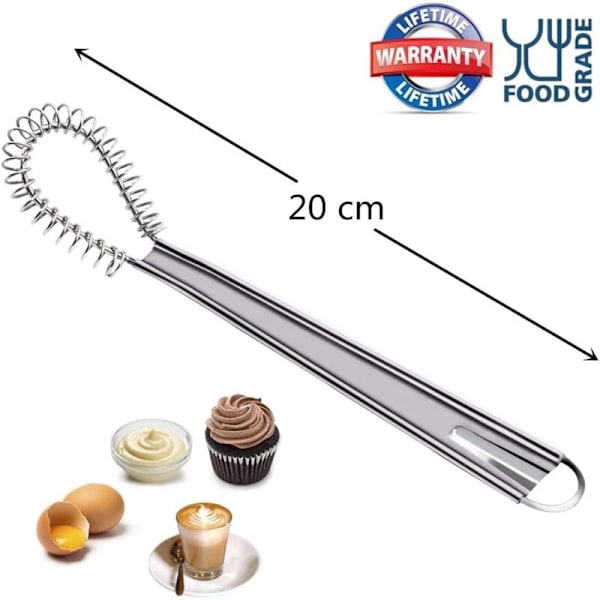 Kampanj, Spiral Kök Visp Rostfritt Stål Magisk Sked Veke Handhållen Mixer Skummare Krämig Skummande Skummare Rostfritt Stål Mini Mixer Omrörare (Sil