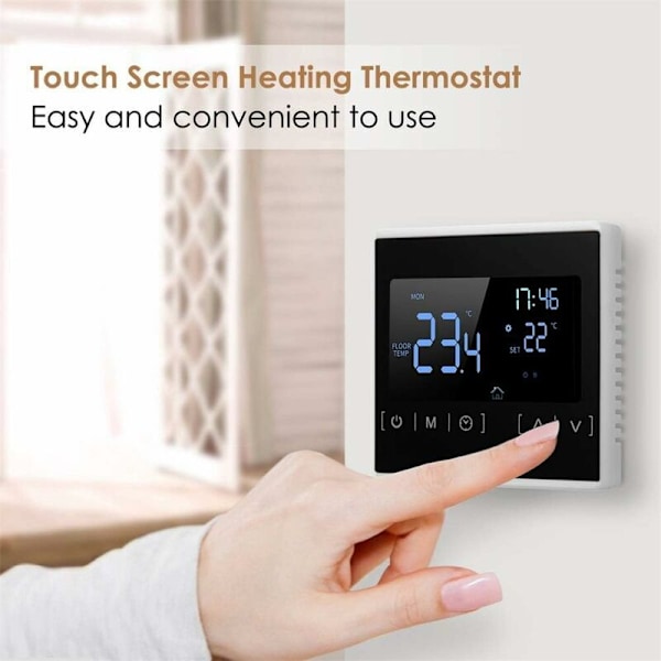 Termostat til elektrisk gulvvarme, programmerbar temperatur og LCD-display med dobbelt temperatur og dobbelt styring, 3 meter ekstern sensor kabel