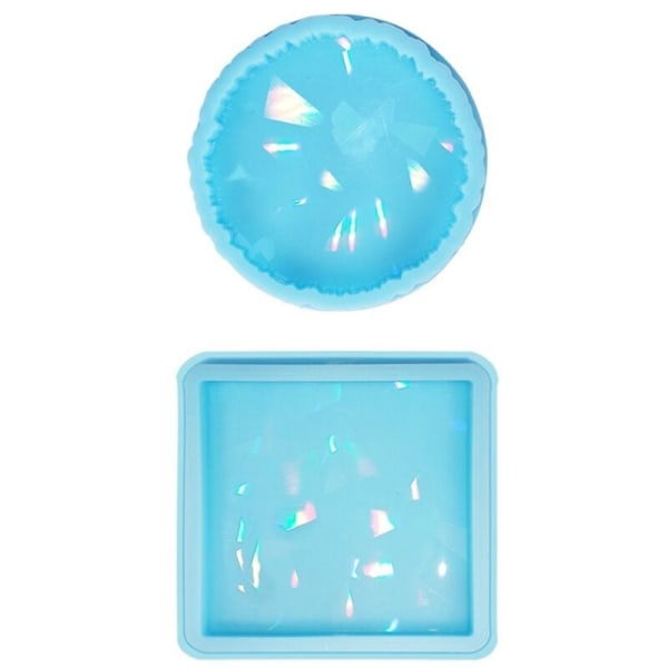 Holografisk Lys Skygge Kop Underlag Måtte Coaster Krystal Epoxy Resin Form Silikoneform DIY Håndværk Værktøj (Firkant)