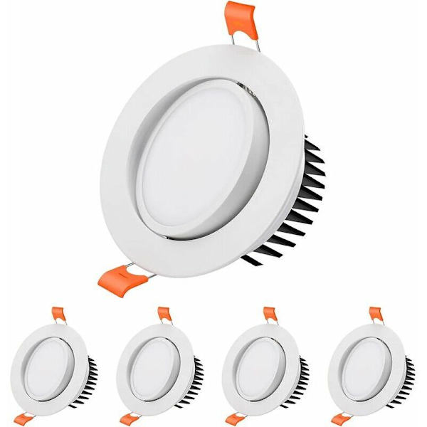 LaBlanc LED Nedfelt Spotlys, [Pakke med 4] 7W LED Nedfelt Spotlys Bad, 6000k Kald Hvit LED Nedfelt Spotlys Ekstra Flat 40° Justerbar Ce