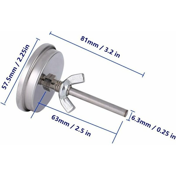 Ruostumattomasta teräksestä valmistettu uunin lämpömittari, grilli- ja savustusuunin lämpömittari 75℃ - 300℃ ja 150℉ - 600℉ (tyyppi B 300°C)