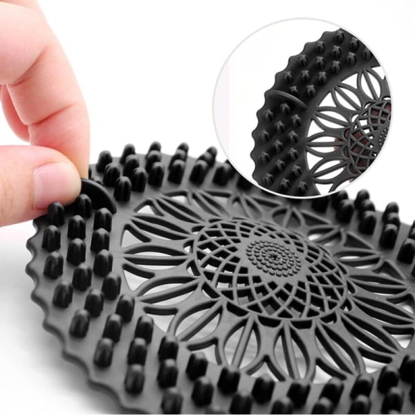 Hår Catcher, Avløpshår Catcher, Dusj Hår Catcher, Silikon Hår Stopper, Sil Drain Protector 2 Stykker (Svart)