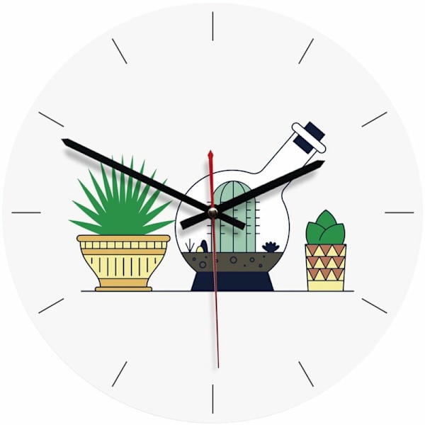 Veggklokke, retro akryl kunstklokke, kaktus A