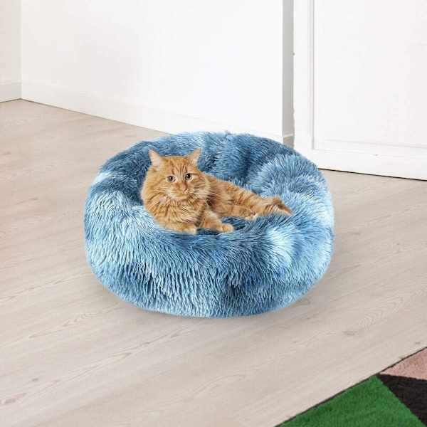 Donitsi-koiran ja -kissan peti, pehmeä plushipehmuste, liukumaton konepesu, itsestään lämpenevä lemmikkipetti - parempi uni kissoille ja pienille ja keskikokoisille koirille (useita kokoja