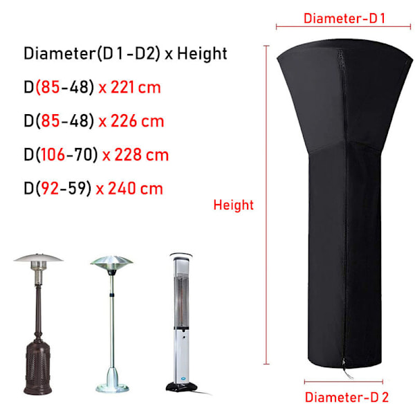 Utomhusvärmareöverdrag, Terrassvärmareöverdrag, Vattentäta Terrassvärmareöverdrag, 210D Oxford Vattentätt, för Utomhus Terrassvärmare Dammskydd, 2218548cm
