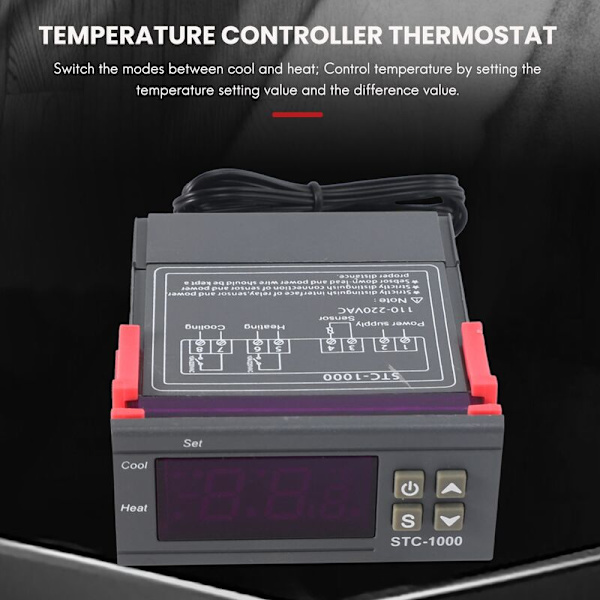 220V digital STC-1000 temperaturregulator termostatregulator + probe