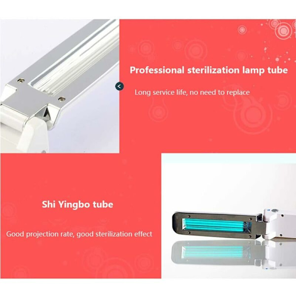 UV-saneringslampa, Vikbar UV-lampa Bakteriedödande lampor, 3W Batteridriven Bärbar UV-lampa för att Rengöra Mider Bakterier, Hushålls-UV-sterilisatorlampa, Po