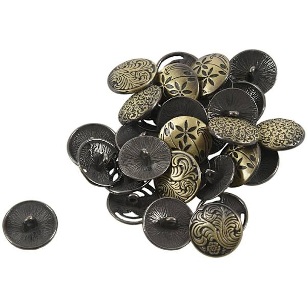 30 kpl pyöreitä ompelunappeja koristeellinen kukkakuvio sekoitettu pronssi sävy 17 mm