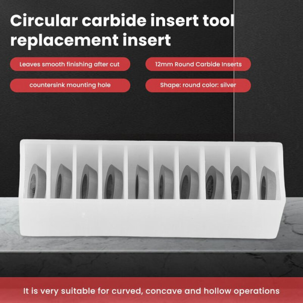 Ci3 Pyöreä 12X2.5Mm Kovametalli-Inserttileikkurit Veitset Vaihtolaikka Sopii DIY-Sorvauspuun Viimeistelytyökaluun 10 Kpl Sarjat