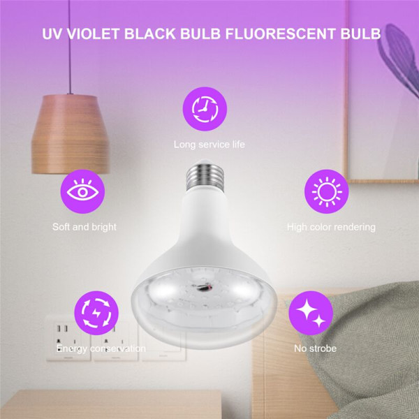 E26 15W Ultraviolet UV-lampe Sort Pære Fluorescerende Sensorlampe 220V/110V DJ Festdekoration