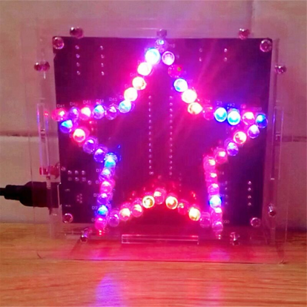 DIY Elektronisk Sæt Lodning Suite LED Marquee Lys PCB Board Kit Blinkende Farverig Femtakket Stjerne, Uden Skal