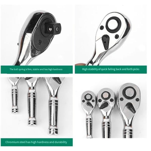 Mini Ratchetnøgle 1/4 Tommer 3/8 Tommer 1/2 Tommer 72 Tænder Nøgle Bærbare Momentnøgler Stiknøgle Ratchetnøgle Håndværktøj