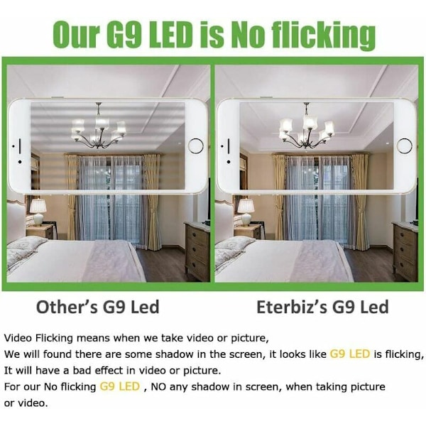 G9 LED-lampa utan flimmer 7W LED-lampor Kallt vitt 6000K 650LM Energibesparande motsvarande 60W halogenlampa 360 graders vinkel AC 220-240V - Pack o
