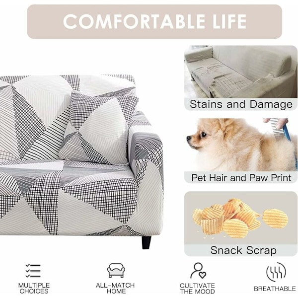 3-seters, 1-delt Stretch Sofa Trekk Elastisk Trykt Sofa Trekk, Sofa Trekk Møbelbeskytter Polyester Spandex, Trykt