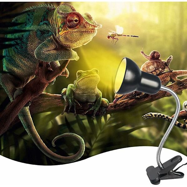 Reptillampe skilpaddelampe skilpadde varmelampe med timer 360° roterbar UVB-lampe for skilpadder slanger blinde slanger osv.