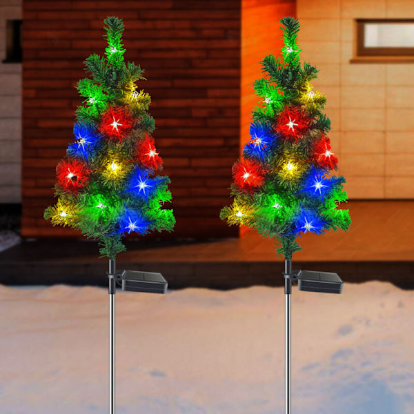 Solcells LED-julklappsträdbelysning 2 st 75 cm Utomhusbelysning Dekorativ landskapsbelysning Perfekt för en trädgård eller gräsmatta