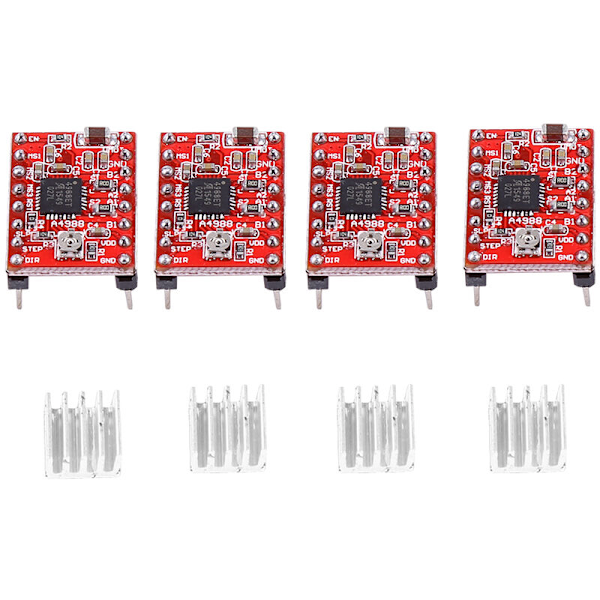 4 st CNC-utbyggnadskort A4988 Steppermotor-drivrutin för 3D-skrivare Gravyr