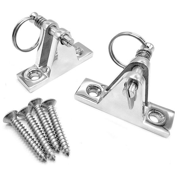 2-pack 90° Bimini Topp-Däckgångjärn med Avtagbar Stift Marin Gångjärnsfäste Bimini Topp-Hårdvara 316 Rostfritt Stål