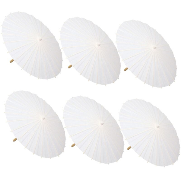 6 stk. Papir Parasol Paraply Bryllup Fest Favor 60Cm Bambus Paraplyer til Brudebrud Shower Midtpunkter Foto Props