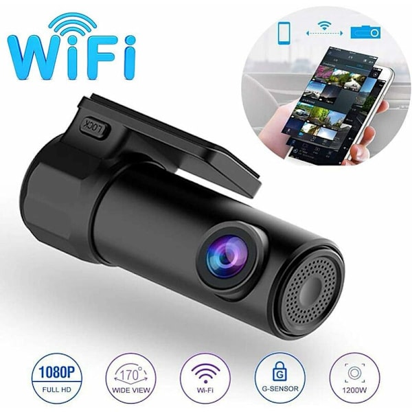 Dash Cam 1080P WiFi 170° Vidvinkel Wdr Cam Dash Cam Bil Dvr Körinspelare Parkeringskamera Loop-inspelning G-sensor