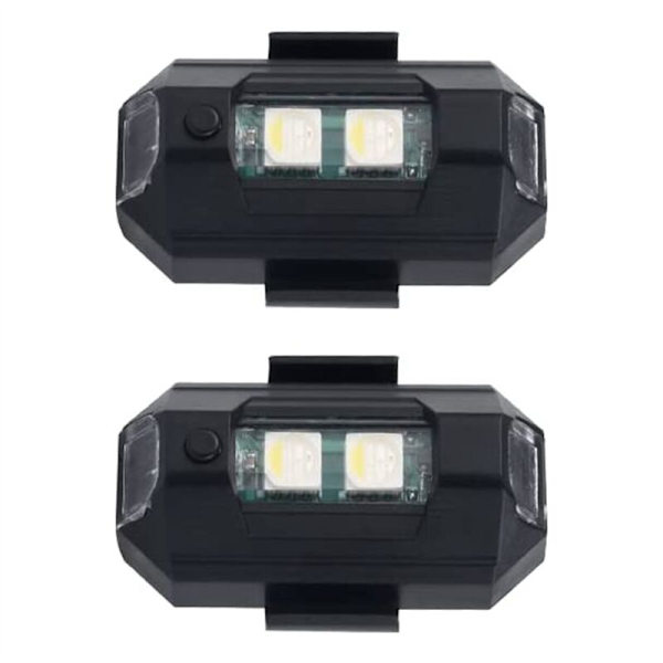 LED Strobe Drone Lys 7 Farger USB Lading Nattlys for Air 2S/Mini 2/Sykkel/Smuss Sykkel/Bil/Motorsykkel, 2PCS