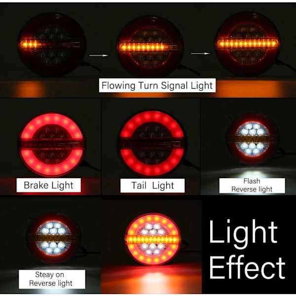 2 kpl 24V 4 tuuman LED-perävaunun kuorma-auton takavalo DRL-virtaussuuntavilkku Strobe-lamppu autoon veneeseen bussiin asuntovaunuun