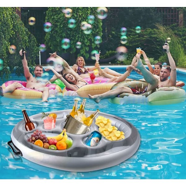 Oppustelig kopholder, 8 huller flydende poolbar, PVC flydende ølholder, oppustelig bakke flydende spa bar HIASDFLS
