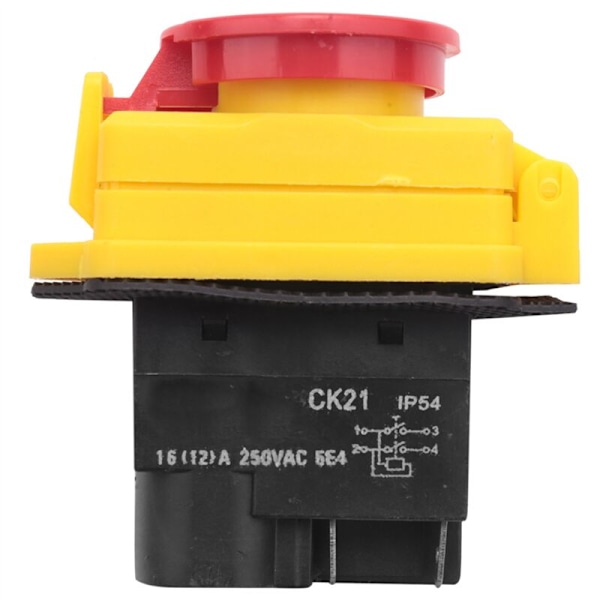 250V 16A IP54 Start/Stopp-bryter, spenningsfri utløserbryter med nødstopp-knapp, elektromagnetisk på/av-bryter