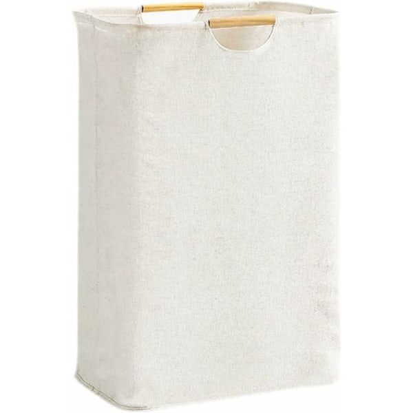 Beige pyykkikori 40×56×27 cm, suuri kapasiteetti taitettava Oxford-kangas pyykkikori puukahvalla, pyykkikori makuuhuoneeseen olohuoneeseen Ch