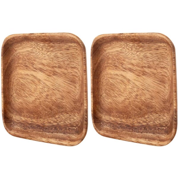 2 Pieces Square Wooden Serving Tray for Home Decor, Wooden Trays and Dish Plates for Fruits, Cupcakes, , Food