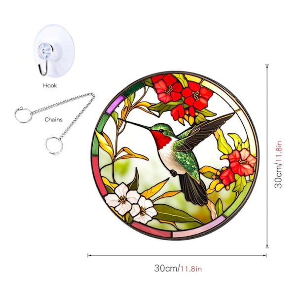 Stained Glass -lintupidikkeet syntymäpäivälahjaksi, muistomerkki-koukulla