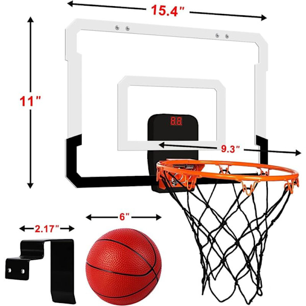 Mini Basketbollkorg för inomhus med elektronisk display - för dörr och vägg, kontorsrum, basketkorg för tonåringar, vuxna