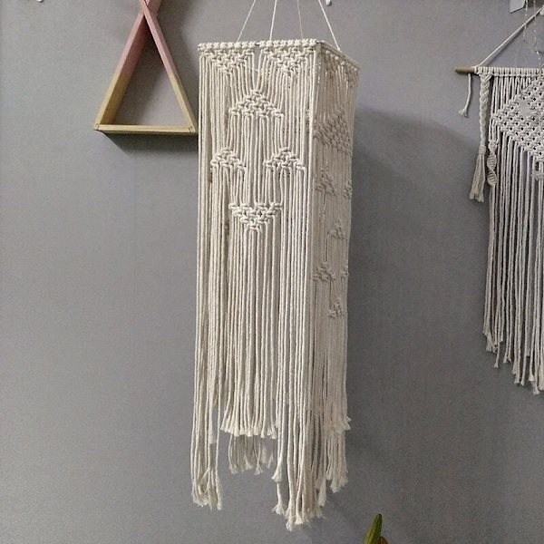Väggbonad Lampa Dekoration Makramé Bohème Hantverk Tassel Gobeläng Bakgrund Väggdekoration