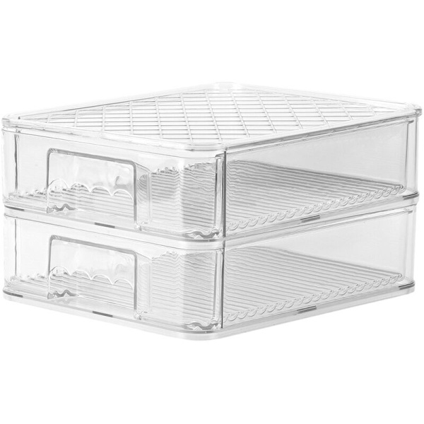 Kylskåpsförvaringslåda Crisper Transparent Kök Matförvaring Magiskt Bord Överlappningsfack Lådlåda