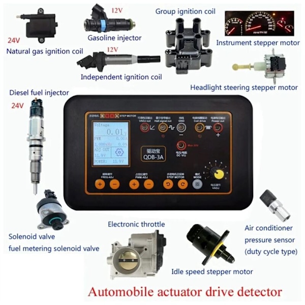 QDB-3A Biltenningsspole Tester Tomgangstrinnmotor Solenoidventil Injektor Aktuator Oksygen Pilot Bil