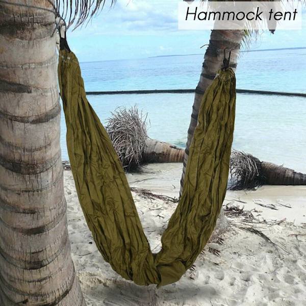 Camping Dubbel Hängmatta Lätt Enkelsäng Hängmatta med Hängande Rep för Vandring Ryggsäck Resa Strand Trädgård-Grön