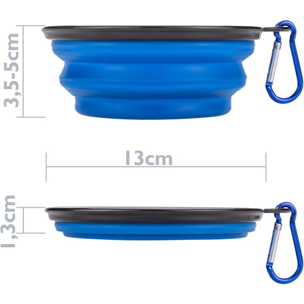 Foldbar gummidyrskål 350 ml blå