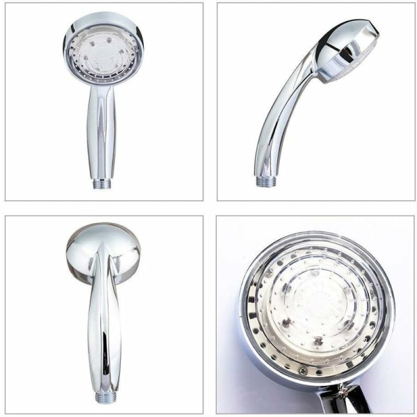 InteTech 7-farget LED dusjhode, flerfarget, universell passform