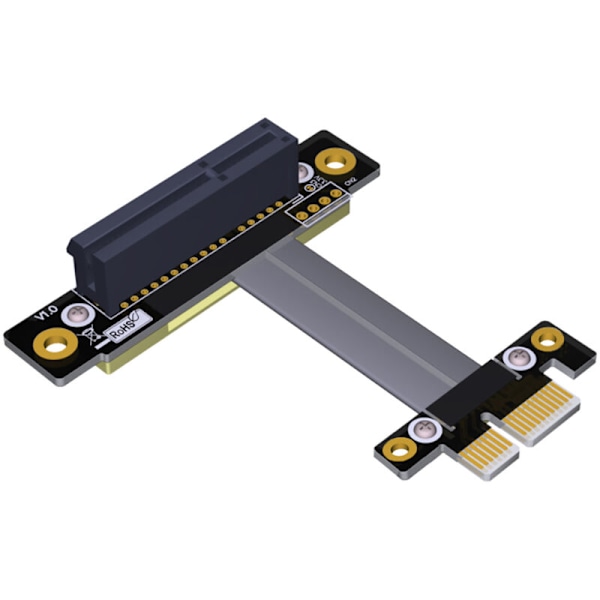 PCIE PCI Express 4X til 1X Forlængerkabel PCI-E 1X til 4X Forlængerkabel Vertikal 90 Grader Båndkabel, 15cm
