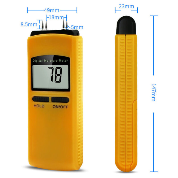 Humidity Meter Digital Moisture Meter 4 Pin Humidity Tester Humidity Detector Humidity Measurement for Wall Wood Concrete Plaster Brick EE Fiber Gla